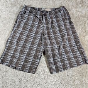 Lee Dungarees Chino Bermuda Shorts Mens 32 Brown Plaid Outdoor Cotton Stain